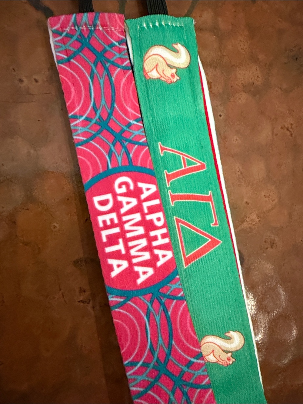 Alpha Gamma Delta No-Slip Headband Set in Pink and Teal NWT